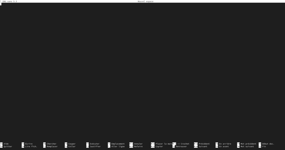 Capture d'écran de GNU nano.
