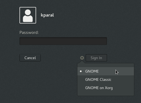 Repasser à X11 en cas de besoin, sélectionner GNOME on Xorg